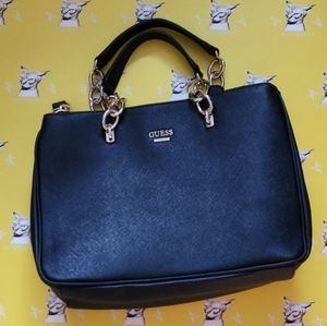 Guess bag, faux leather, black w/ detatchable shoulder strap - like new